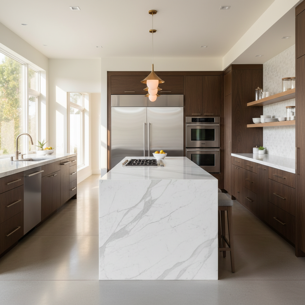 Premium Sunnyvale kitchen with Bosch-style integrated appliances